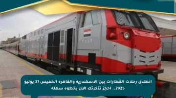 انطلاق رحلات القطارات بين الإسكندرية والقاهرة الخميس 31 يوليو 2025.. احجز تذكرتك الآن بخطوة سهلة